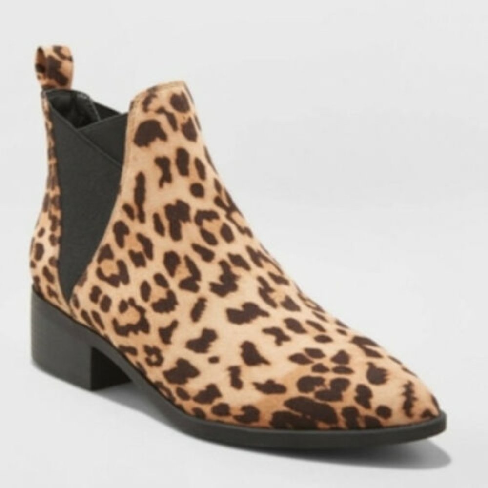 a new day Leopard Print Ankle Boots - Tan & Dark Brown
